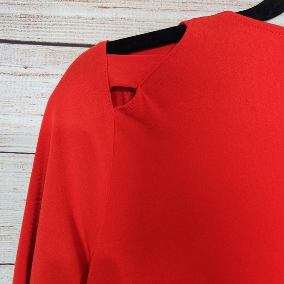 New With Tags Thalia Sodi Women's Size XS Eternal Red Keyhole Blouse 3/4 Sleeves - Picture 14 of 14